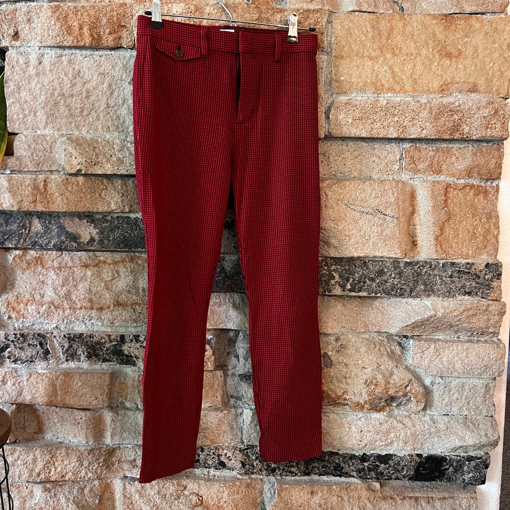 Retro Gap High Rise Signature Skinny Ankle Pants Red Black Plaid Size 2 PETITE